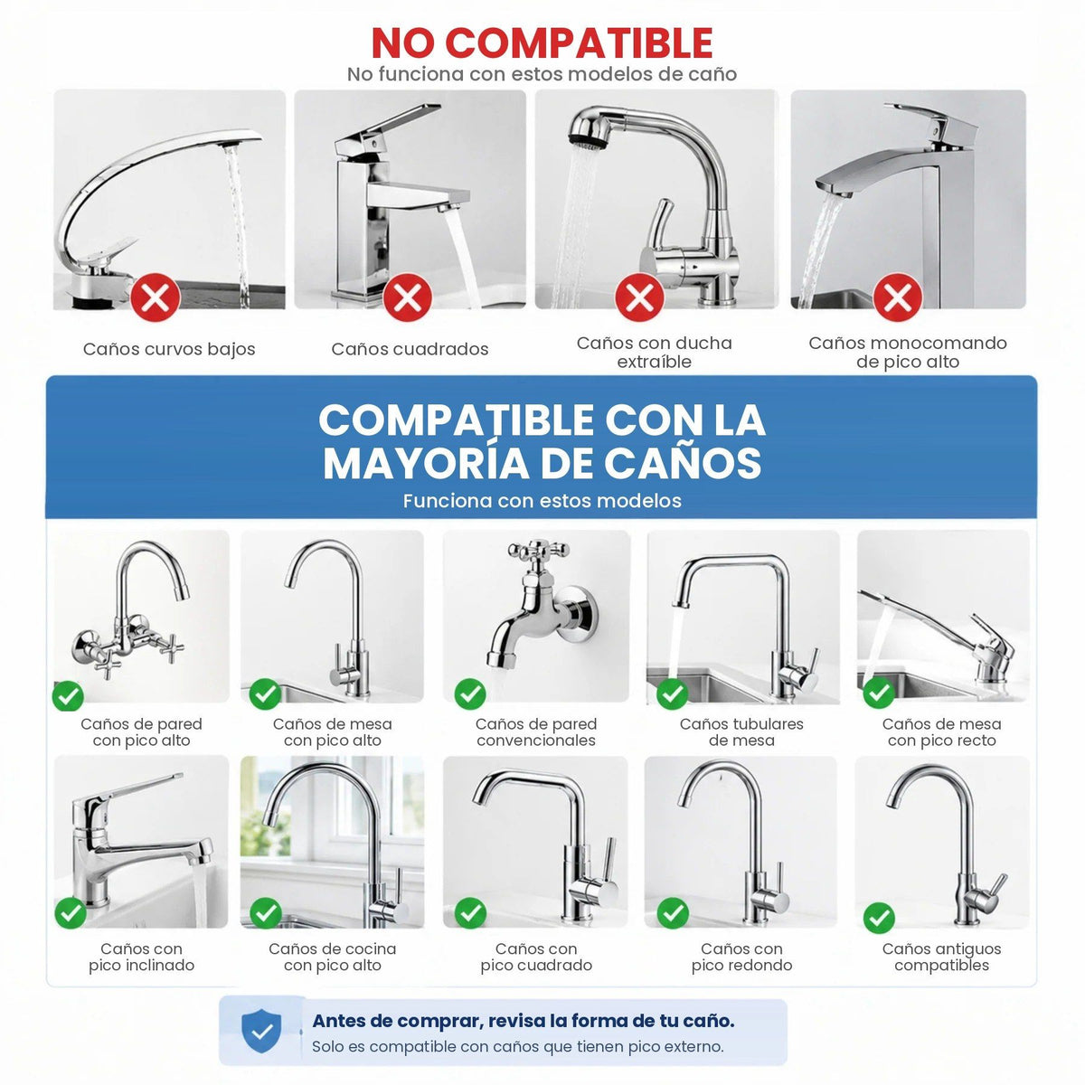 Caños compatibles y no compatibles